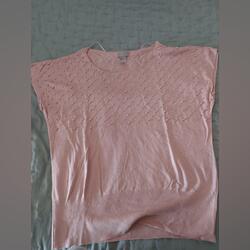 Blusa com perolas. Camisas e Blusas. Viseu. H&M M / 38 / 10 Primavera Outono Algodão Rosa Redondo Cor liso Aceitável