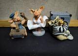 3 Porquinhos da coleção  "The Leonardo Collection". Esculturas
