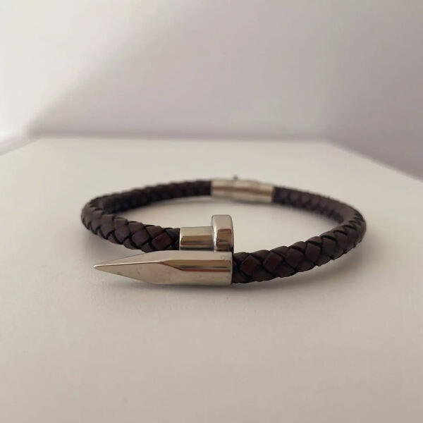 Pulseira Aço+Couro. Pulseiras