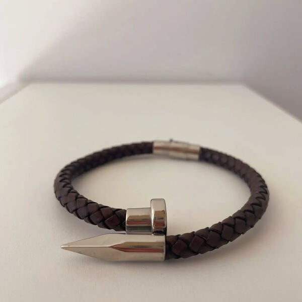 Pulseira Aço+Couro. Pulseiras