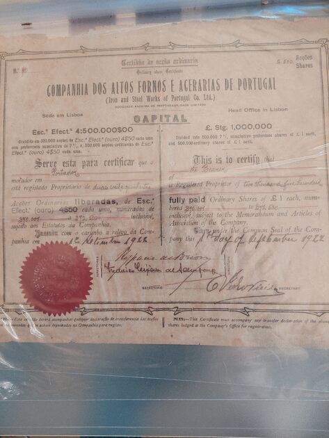 Título de ações antigo. Outras Artes e Coleccionismo