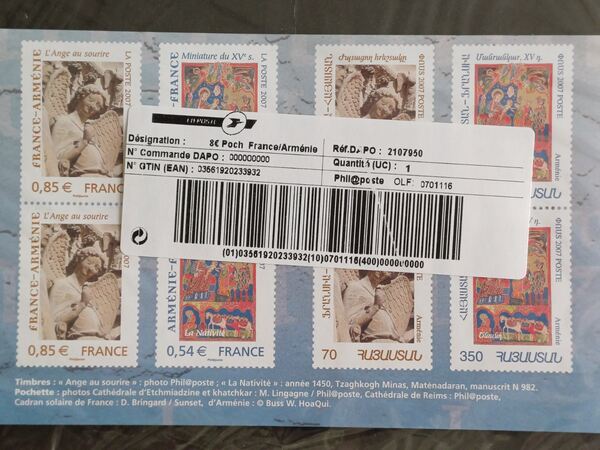Emissão conjunta França-Arménia, Obras de arte. Selos