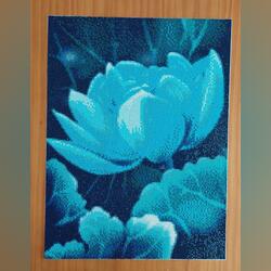Tela em Diamond Painting - Flor Azul. Quadros. Oeiras. Flor     De sala De quarto Multicolor Pequeno Novo / Como novo
