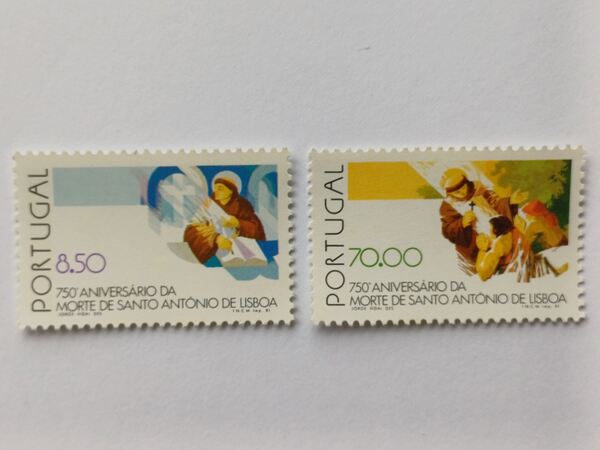 750º Aniv da morte de Santo António, 1981. Selos