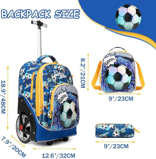 Conjunto Trolley Escolar Futebol 3 peças: Mochila . Mochilas