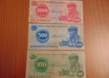 Notas de Angola-Kwanzas de 1000,500 e100 ano 1976. Notas. Oeiras