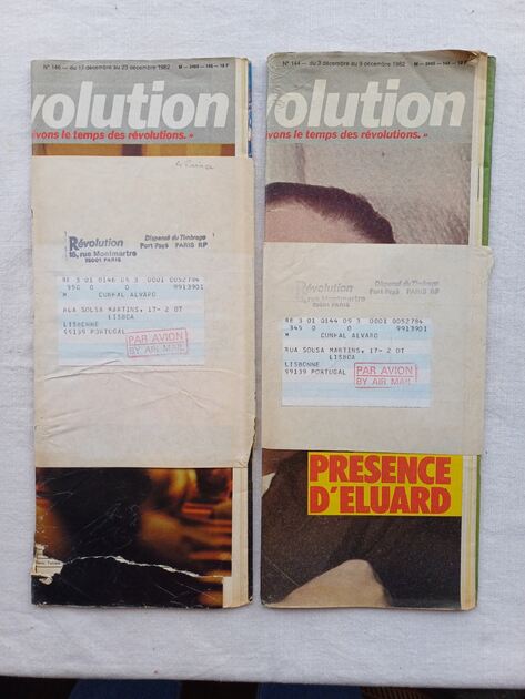 Revistas Révolution de 1982 dirigidas a Á. Cunhal. Revistas