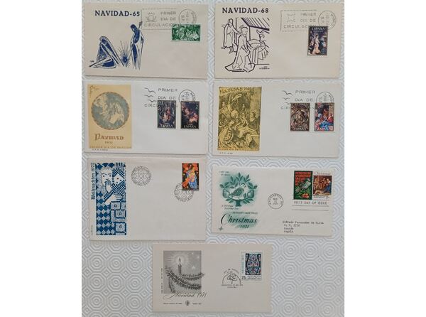 Filatelia - Lote de 8 FDC – Tema Natal. Selos