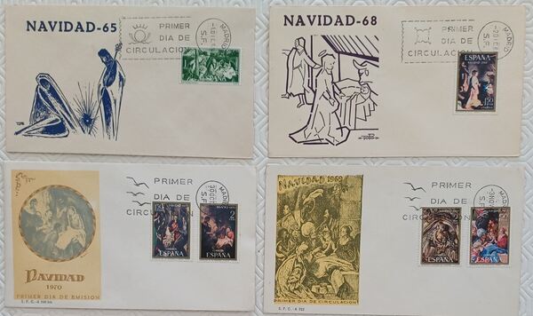 Filatelia - Lote de 8 FDC – Tema Natal. Selos