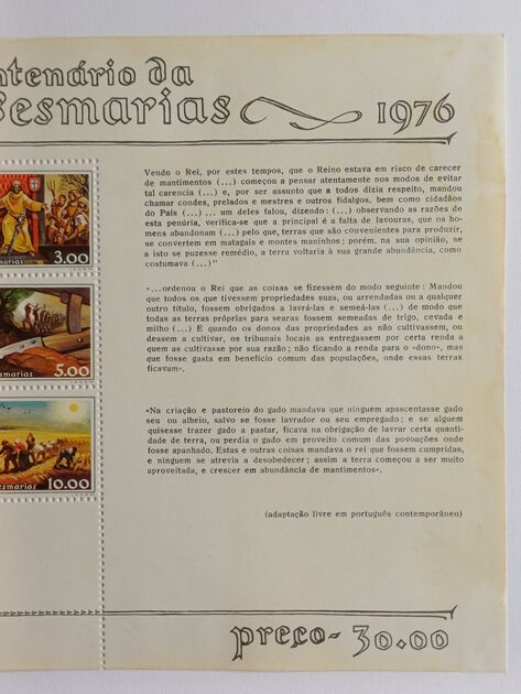 Bloco Centenário da Lei das Sesmarias, 1976. Selos