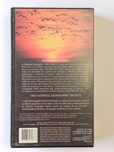 Cassete VHS National Geographic – Ritmos de vida. Filmes e DVDs