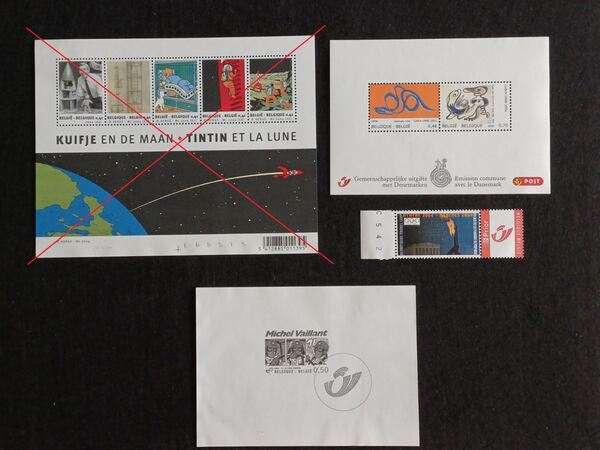 Bloco Cobra Kunst, Emissão conjunta Bélgica Dinama. Selos