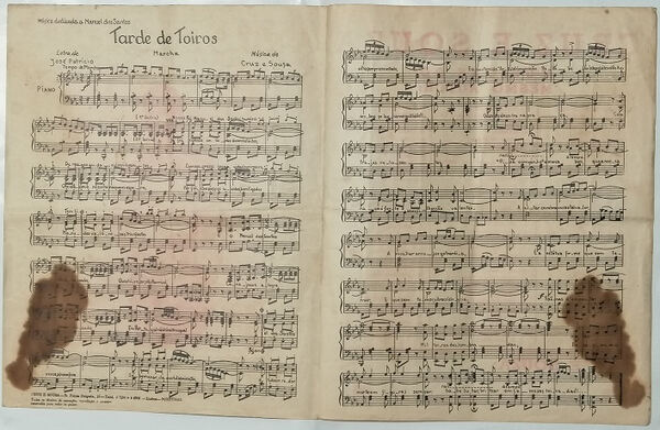 Pauta de música antiga Tarde de Toiros – Manuel do. Outras Artes e Coleccionismo