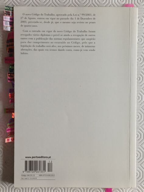 Novo Código do Trabalho, 2004 . Livros