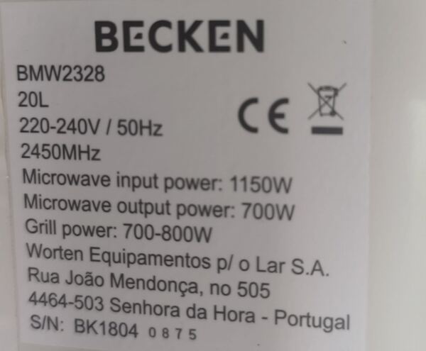 Microondas Becken. Microondas