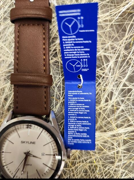 Relógio de pulso masculino castanho em pele da Skyline . Relógios de Pulso