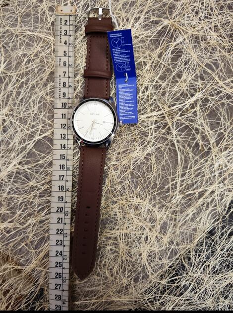 Relógio de pulso masculino castanho em pele da Skyline . Relógios de Pulso