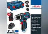 Aparafusadora Bosch Profissional GSR 12V-15 FC + Adaptadores + 2 Baterias 12V 2.0Ah + Mala. Ferramentas e maquinaria