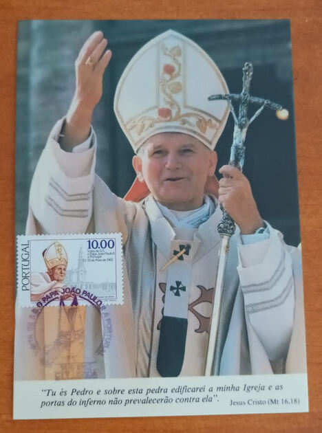 Postal Papa João Paulo II Portugal. Selos