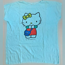 Túnica de Praia, Azul Hello Kitty, como Nova. T-shirts femininas. Cascais.    Algodão  Manga curta Barco Animado