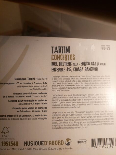 Cd Tartini Concertos. Vinil, CDs