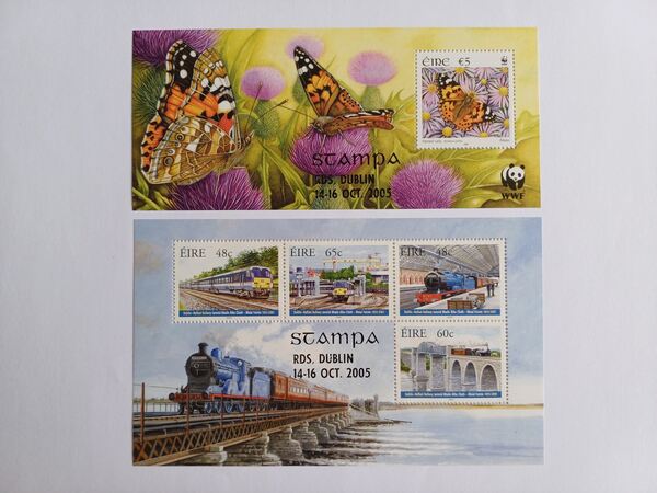 Blocos Stampa 2005 Borboletas e Caminhos de Ferro. Selos