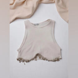 Blusa Zara Branca XS - Crop Top com Pedraria ✨. Tops Femininos