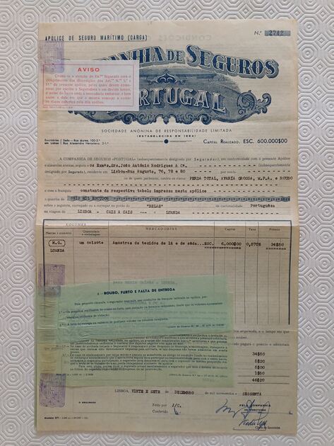 Documentos antigos - Apólices de Seguros antigas. Outras Artes e Coleccionismo