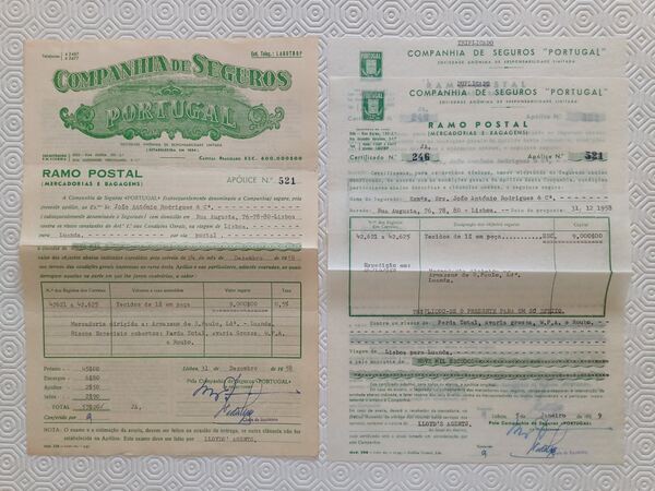 Documentos antigos - Apólices de Seguros antigas. Outras Artes e Coleccionismo