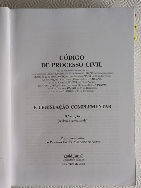 Código de Processo Civil, 2002 . Livros