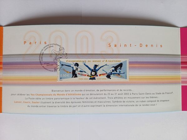 Souvenir Campeonato do Mundo de Atletismo, 2003. Selos