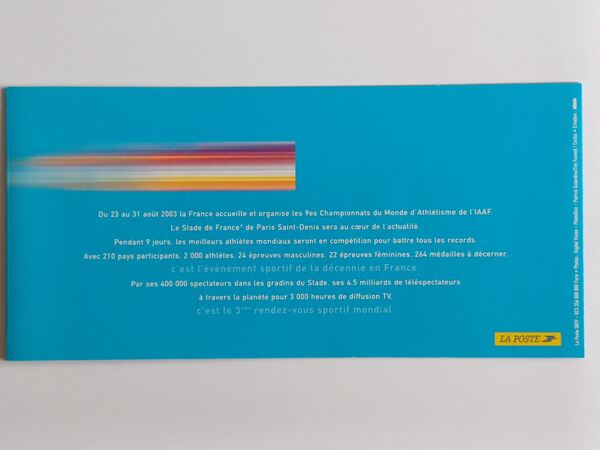 Souvenir Campeonato do Mundo de Atletismo, 2003. Selos