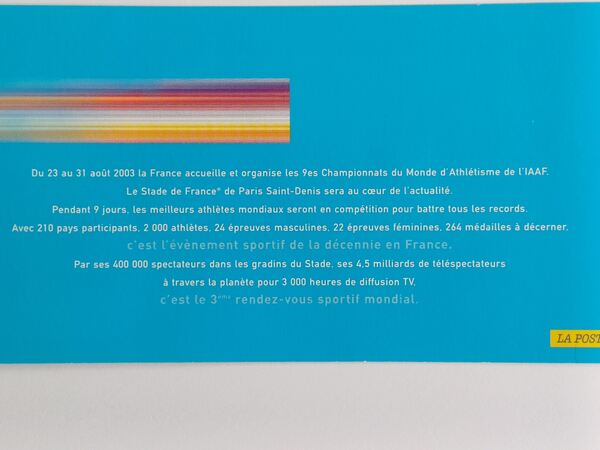 Souvenir Campeonato do Mundo de Atletismo, 2003. Selos