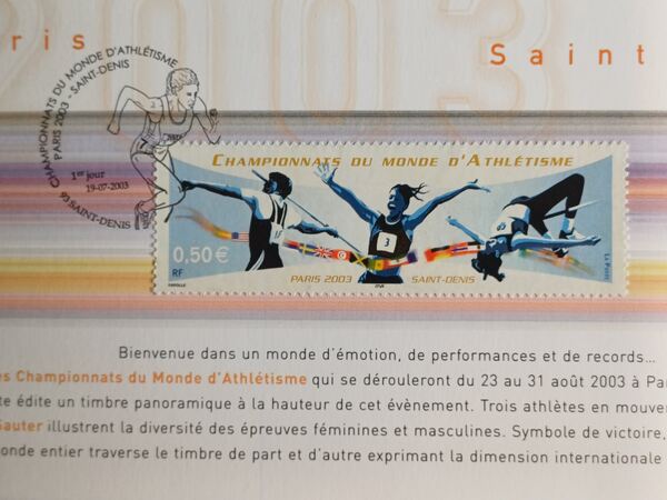 Souvenir Campeonato do Mundo de Atletismo, 2003. Selos