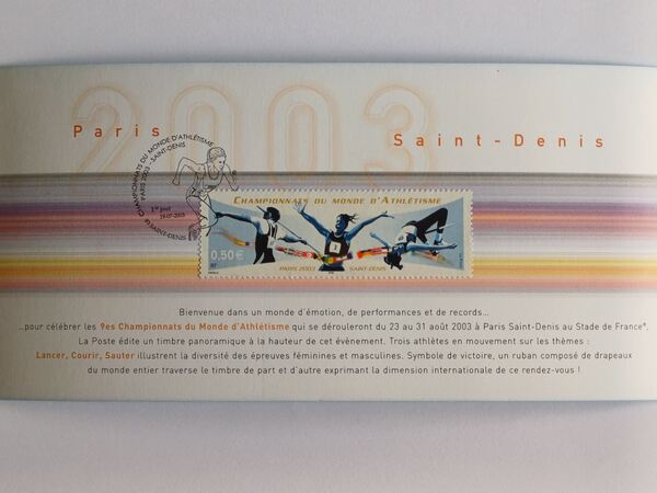 Souvenir Campeonato do Mundo de Atletismo, 2003. Selos