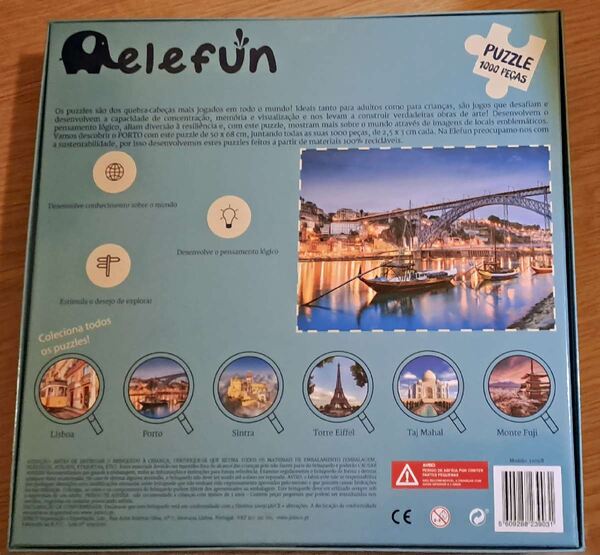Puzzle 1000 peças da Elefun (Novo). Puzzles