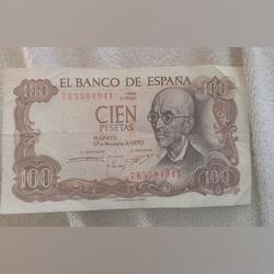 Billete 100 pesetas de 1970. Notas