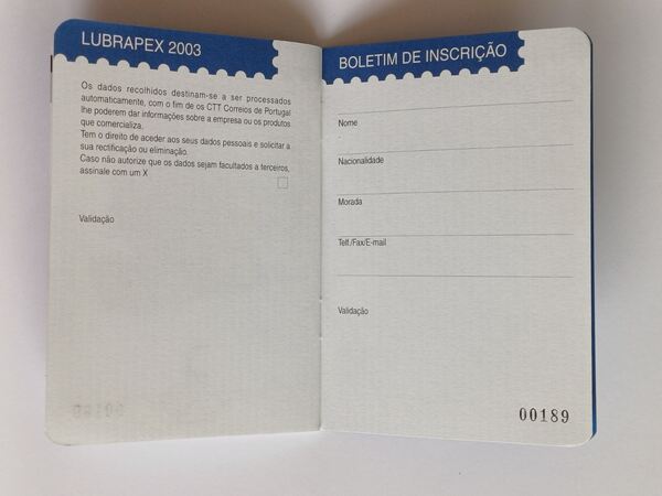 Passaporte filatélico Lubrapex 2003. Selos