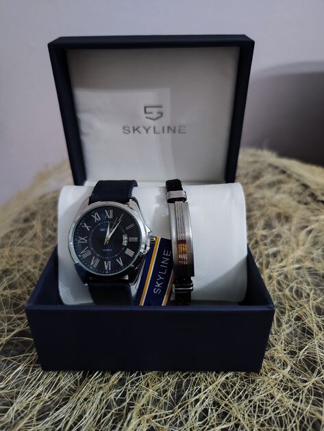 Conjunto relógio e pulseira de homem da marca Skyline . Relógios de Pulso