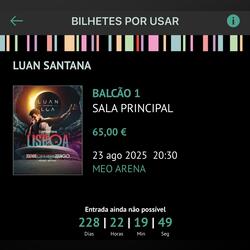 bilhete Luan Santana. Bilhetes