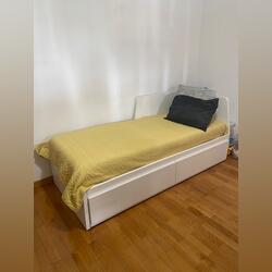 Cama de solteiro ou casado . Camas. Loures. Casal 90x190 Madeira   Branco Novo / Como novo Baixa Com arrumação Com colchão Com gaveta