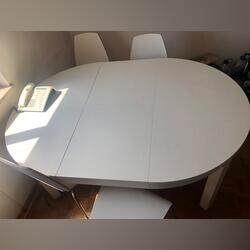 Mesa extensível e 4 cadeiras, branco/branco bétula. Mesas e Cadeiras. Coimbra. Extensível Madeira De jantar  