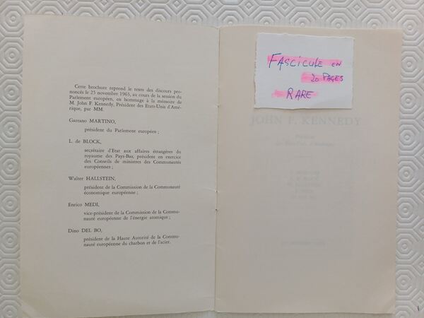 Brochura de Homenagem a John F. Kennedy 1963. Objectos históricos