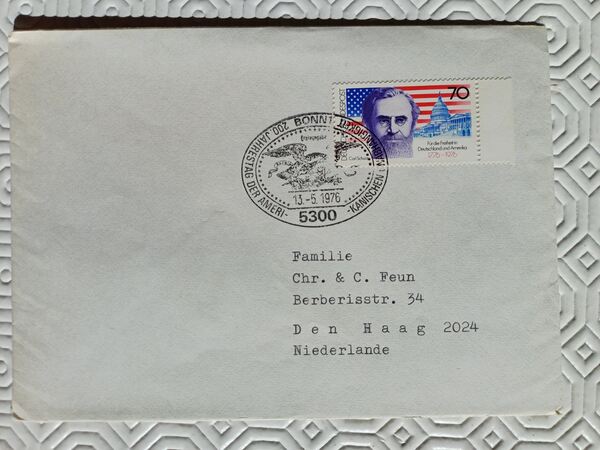 Envelope circulado com selo alemão alusivo ao Bice. Selos