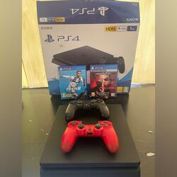 Ps4 slim 1 tb com 2 comandos . Consolas