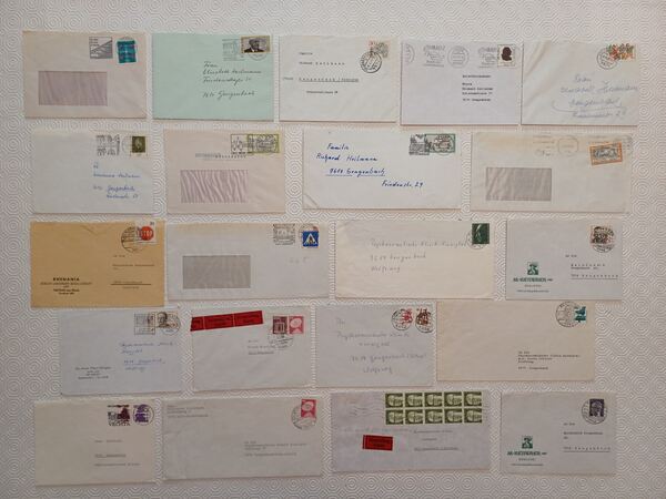 21 envelopes circulados alemães. Selos