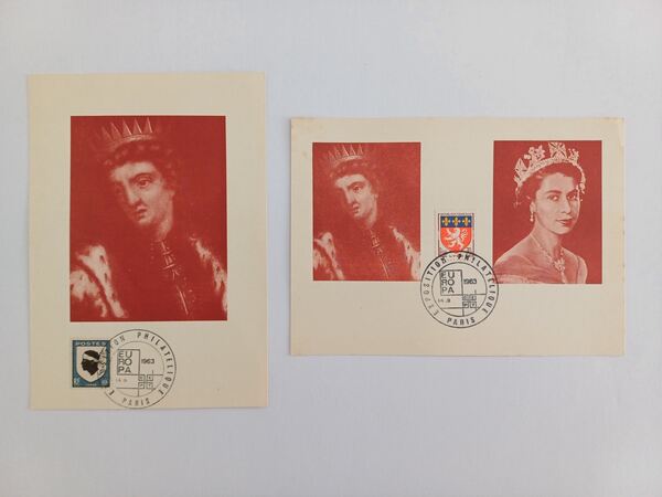 2 postais máximos Exposição Filatélica de Paris. Selos