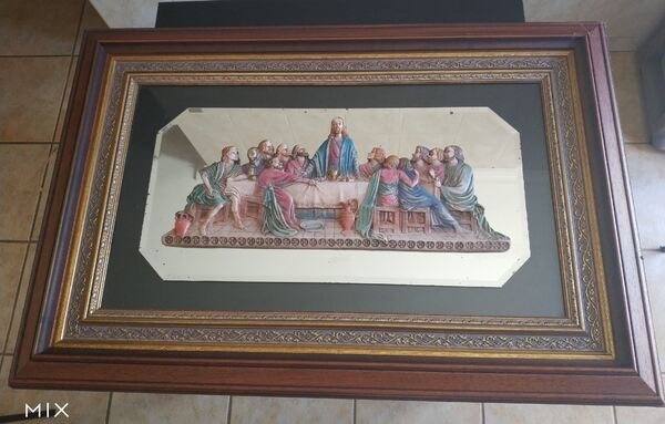Quadro religioso em relevo “A Última Ceia” – madei. Quadros