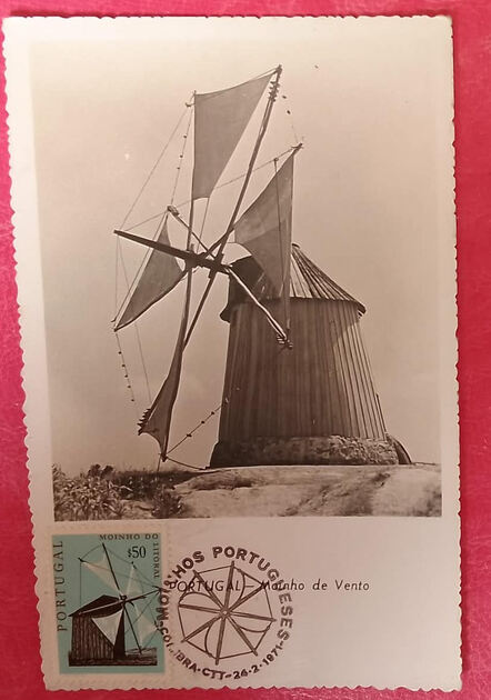 Postal Moinhos de Portugal $50. Selos
