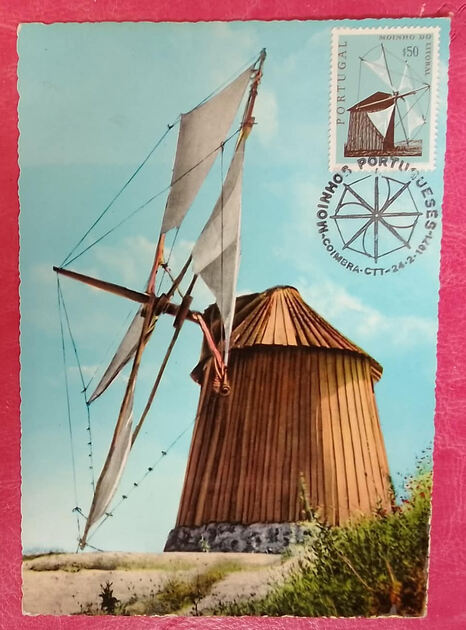 Postal Moinhos de Portugal $50. Selos